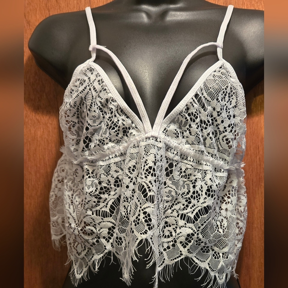 Free People Black & White Lace Bralette Duo SzM X2 - Picture 9 of 12